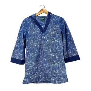 Women's L.L. Bean Hooded Tropical Print Swim Cover Up S